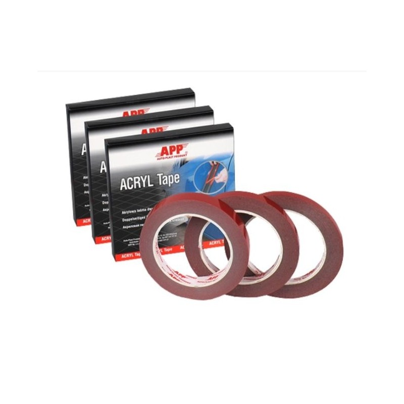 APP TAŚMA DWUSTRONNIE KLEJĄCA 19mm*5mb AKRYLOWA (czerwona)