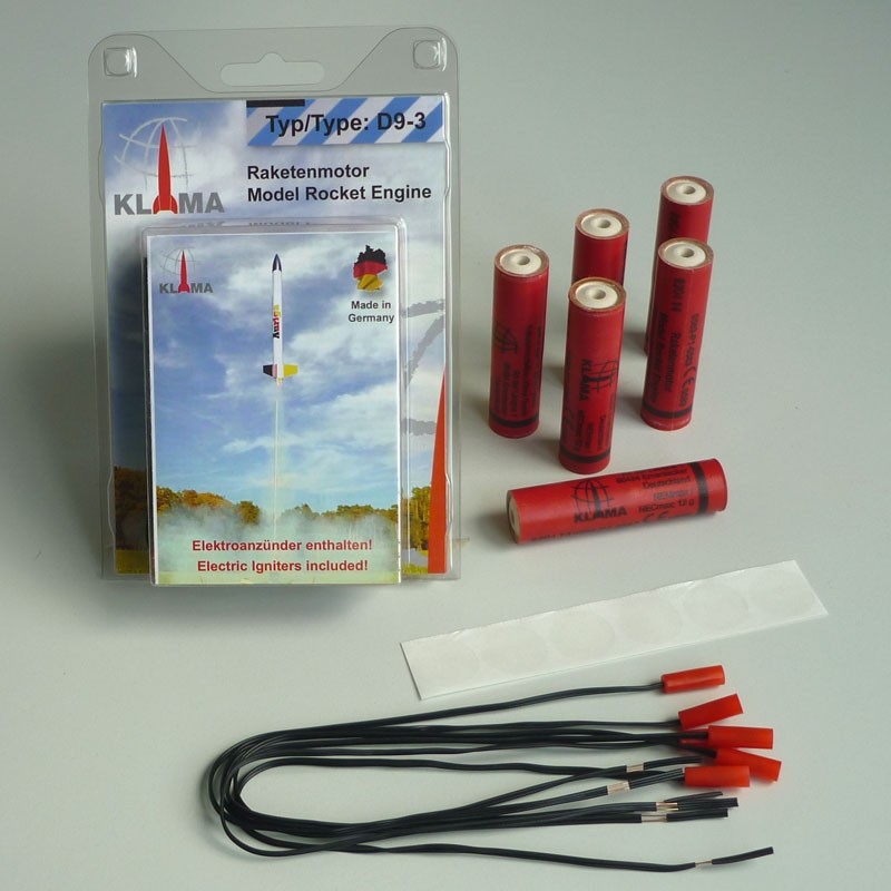 KL.SILNIK RAKIETOWY D9-3 + ZAPALNIK ELEK6 sztuk (0403) GERMANY