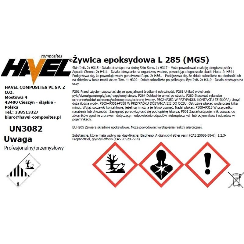 ŻYWICA L285 100G + UTWARDZACZ H285/40G.