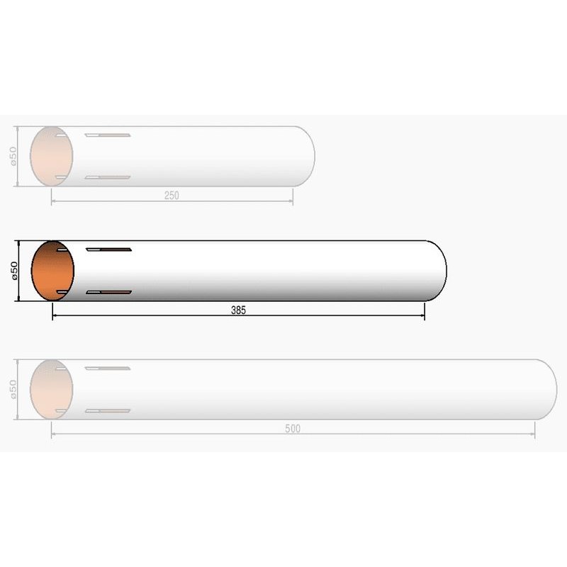 ROCKET TUBE 50 * 385mm (205038504) with a cut for 4 GERMANY